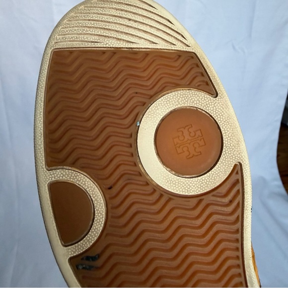 Tory Burch Womens Hank Court Sneaker Navy Suede Yellow Terry Lining Size 9 - Picture 7 of 8